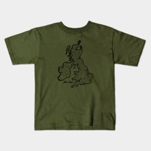 Get Lost Hiking Topographic Art Hike United Kingdom State Map Kids T-Shirt